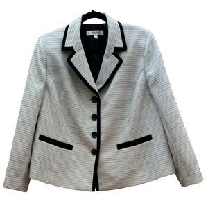 Jones New York Women's Blazer (16W) Gray/Black 4-Button Notched Lapels NEW!